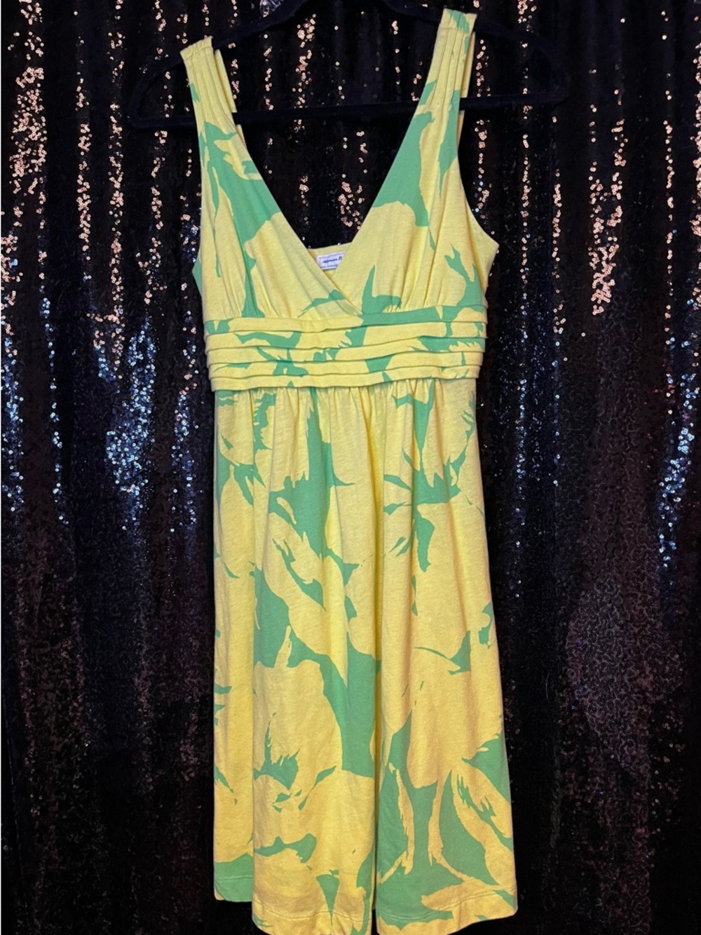 American Eagle Outfitters Yellow Green Abstract Floral Sun Dress Sleeveless